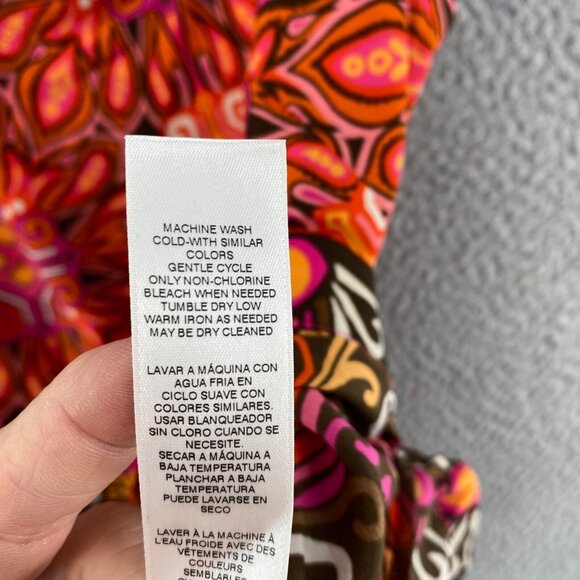 Chicos Top Womens 1 US Medium Orange Pink Zanzibar One Shoulder Side Tie Blouse* - Picture 7 of 10